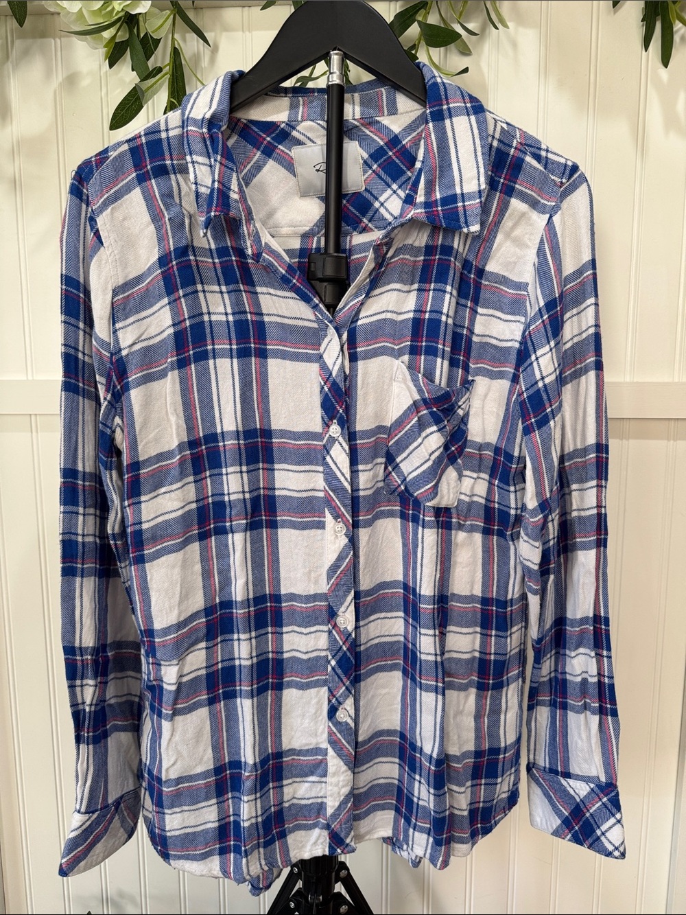 #625 RAILS Blue, White w Raspberry Plaid Button-Down Shirt - Picture 1 of 7